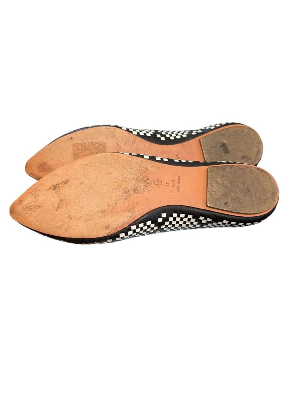 Rebecca Minkoff Idelle Woven Leather Flats Black White Pointed Toe Size 10 EUC - Picture 9 of 10